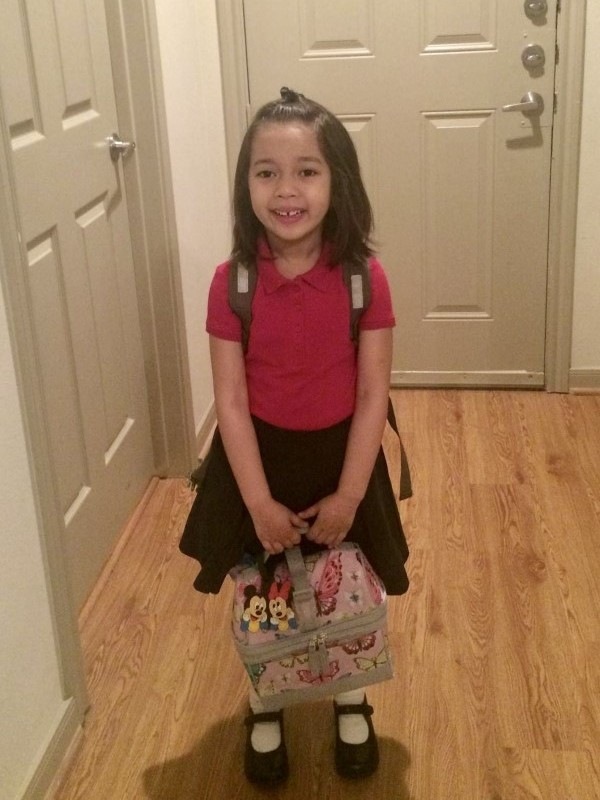 Alba dressed for 1st day of 1st grade