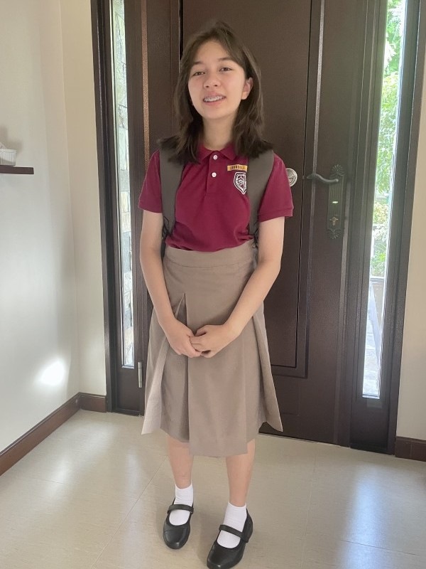 Alba dressed for 1st day of 7th grade