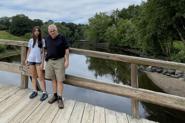 Alba and David Tanding on the Old North Bridge in Concord